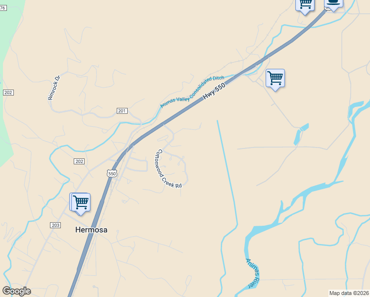 map of restaurants, bars, coffee shops, grocery stores, and more near 70 Fawn Lake Rd in Durango