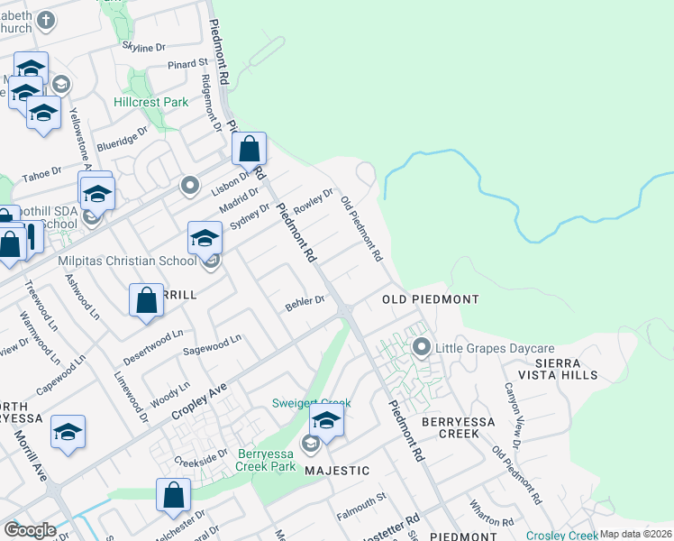 map of restaurants, bars, coffee shops, grocery stores, and more near 3617 Weedin Court in San Jose