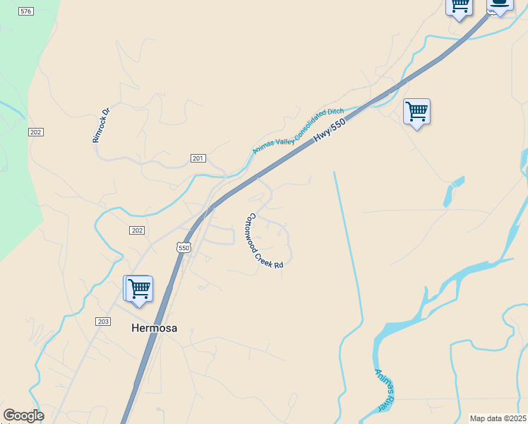 map of restaurants, bars, coffee shops, grocery stores, and more near 4 Fawn Lake Road in Durango