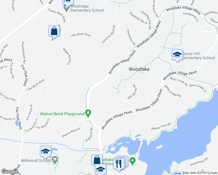 map of restaurants, bars, coffee shops, grocery stores, and more near 14707 Acorn Ridge Place in Midlothian