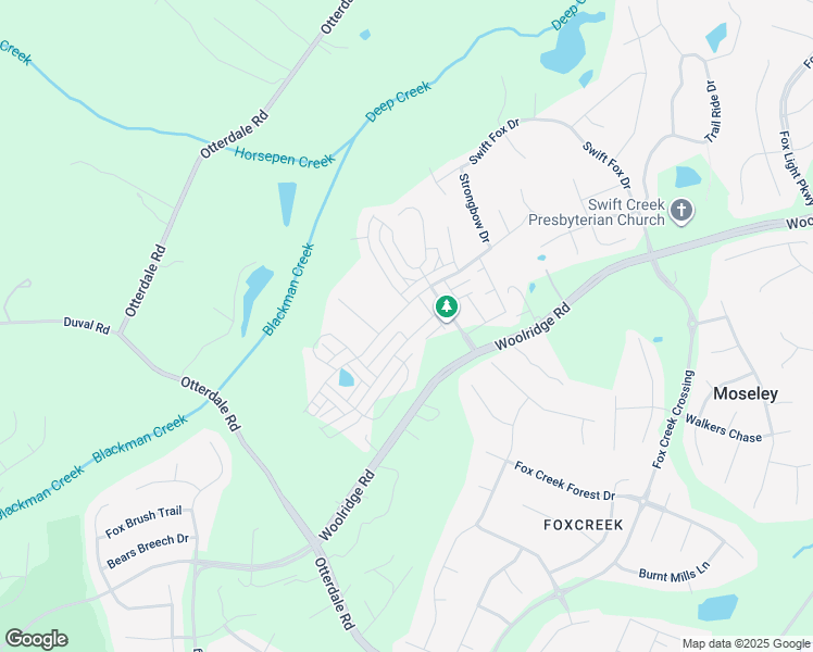 map of restaurants, bars, coffee shops, grocery stores, and more near 16644 Thornapple Run in Moseley