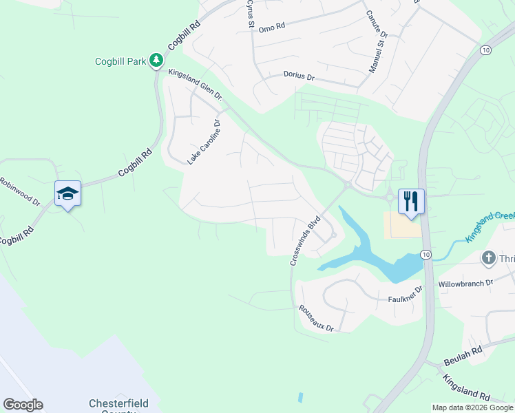 map of restaurants, bars, coffee shops, grocery stores, and more near 6461 Greyhaven Drive in Chesterfield County