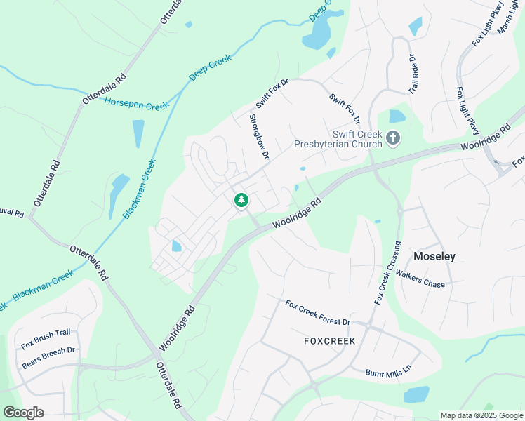 map of restaurants, bars, coffee shops, grocery stores, and more near 6400 Bilberry Alley in Moseley