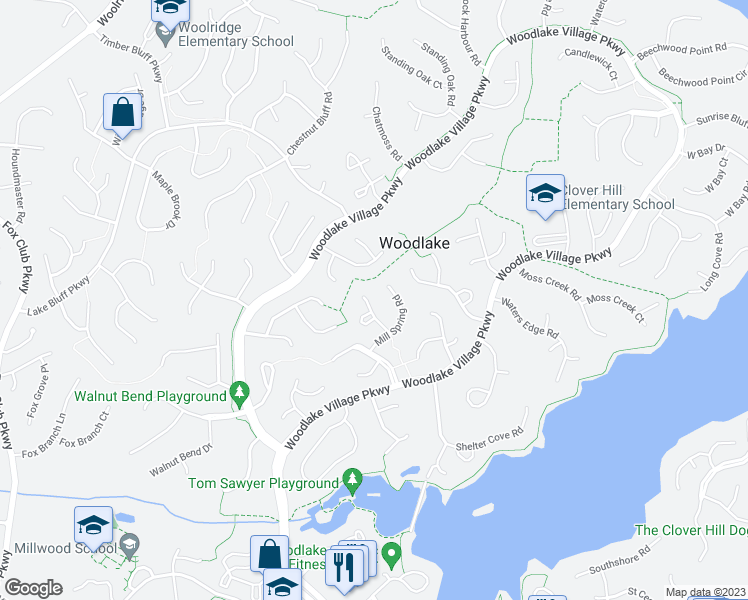 map of restaurants, bars, coffee shops, grocery stores, and more near 5809 Mill Spring Lane in Midlothian