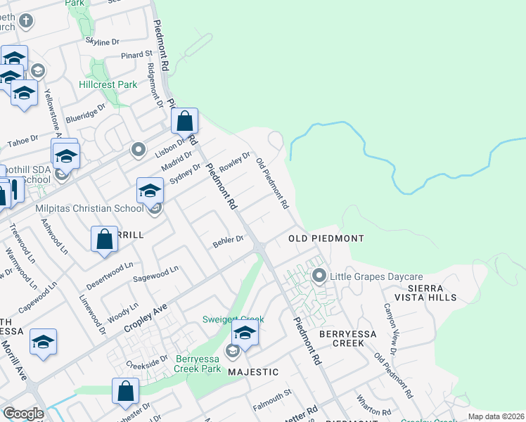 map of restaurants, bars, coffee shops, grocery stores, and more near 3670 Weedin Court in San Jose