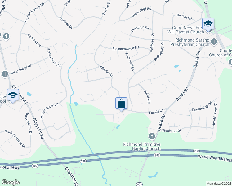 map of restaurants, bars, coffee shops, grocery stores, and more near 5410 Alberta Road in Chesterfield