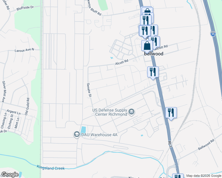 map of restaurants, bars, coffee shops, grocery stores, and more near 2939 Rycliff Avenue in Bellwood