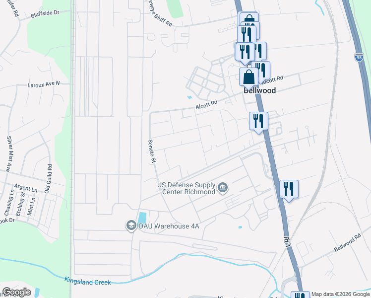 map of restaurants, bars, coffee shops, grocery stores, and more near 2939 Rycliff Avenue in Bellwood