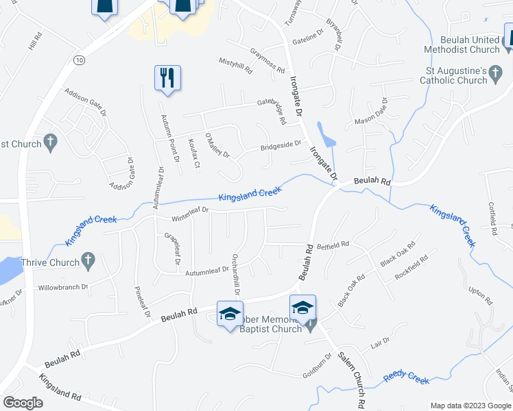 map of restaurants, bars, coffee shops, grocery stores, and more near 5306 Winterleaf Drive in Richmond