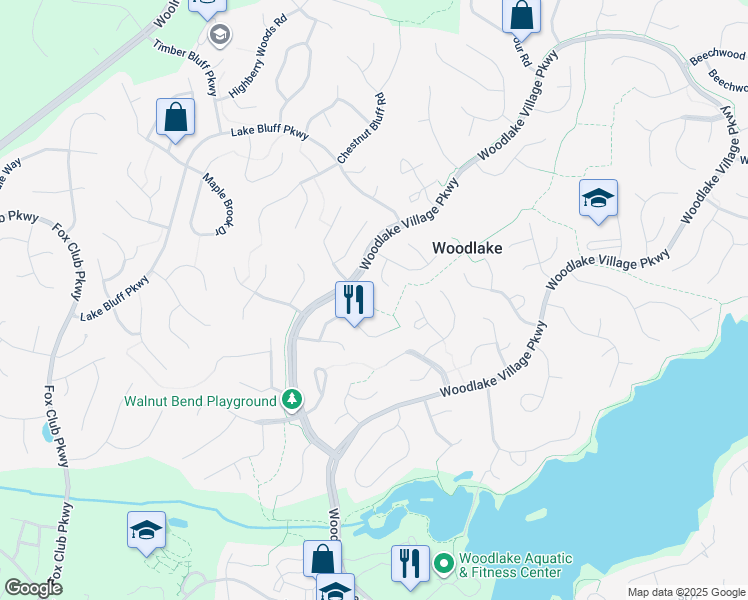 map of restaurants, bars, coffee shops, grocery stores, and more near 14708 Acorn Ridge Place in Midlothian