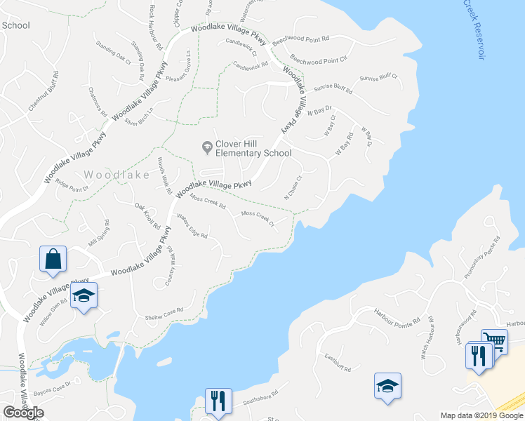 map of restaurants, bars, coffee shops, grocery stores, and more near 6009 Moss Creek Court in Midlothian
