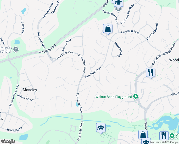 map of restaurants, bars, coffee shops, grocery stores, and more near 5904 Martin Glen Road in Midlothian
