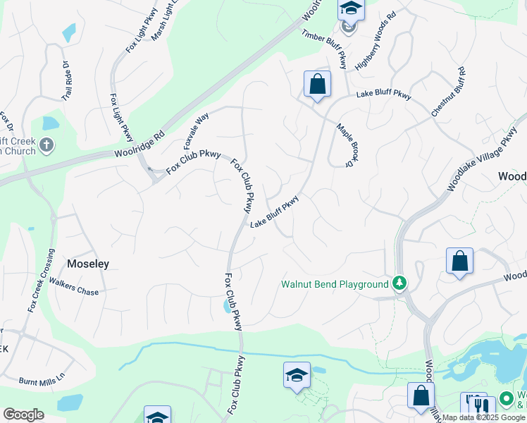 map of restaurants, bars, coffee shops, grocery stores, and more near 5904 Martin Glen Road in Midlothian
