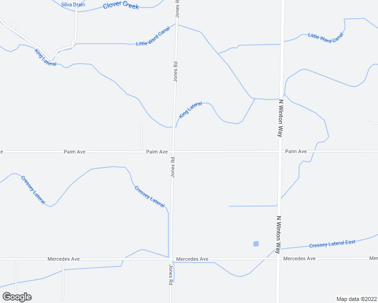 map of restaurants, bars, coffee shops, grocery stores, and more near Palm Avenue in Merced County