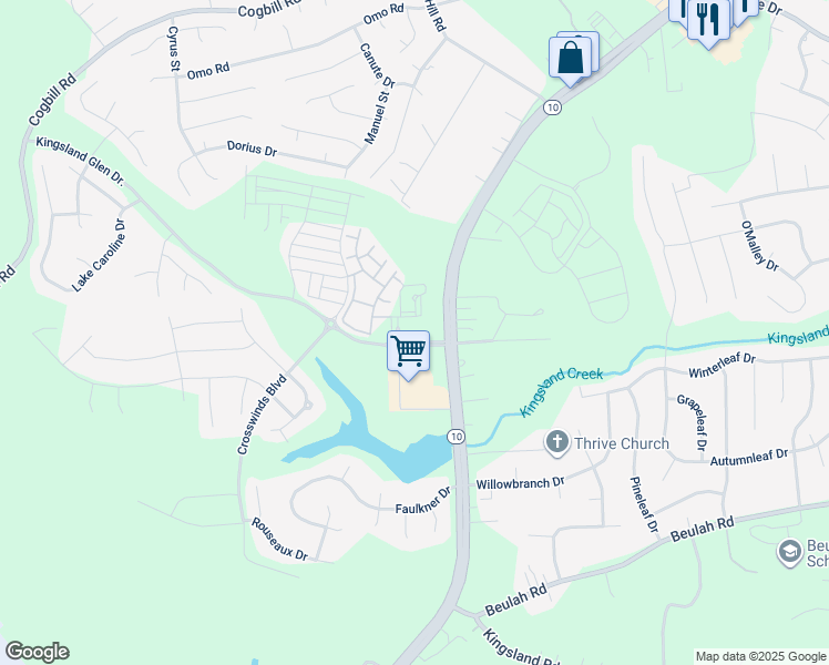map of restaurants, bars, coffee shops, grocery stores, and more near 6013 Banyan Lane in Ampthill