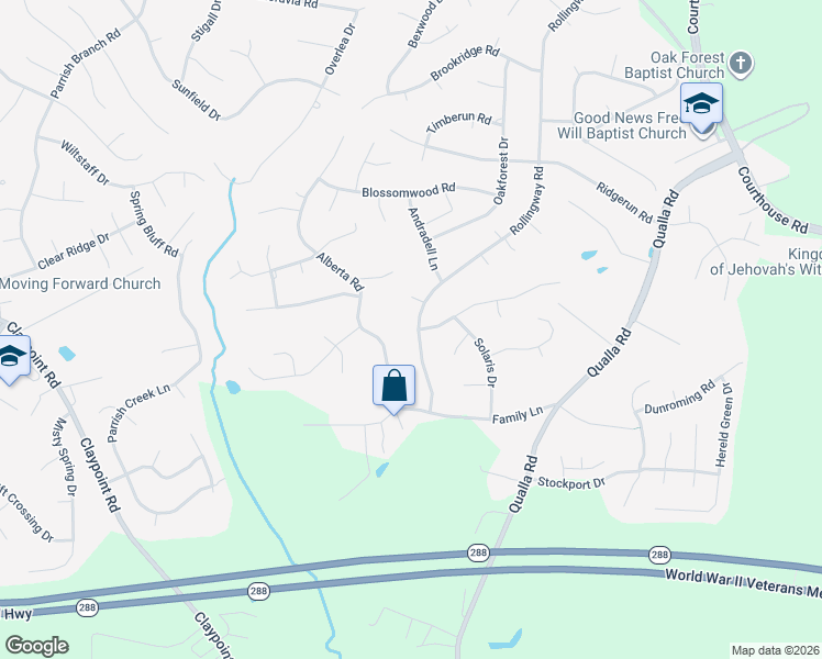 map of restaurants, bars, coffee shops, grocery stores, and more near 5330 Rollingway Road in Chesterfield