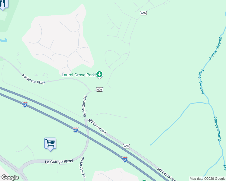 map of restaurants, bars, coffee shops, grocery stores, and more near 9150 6 Mount Zion Road in Toano