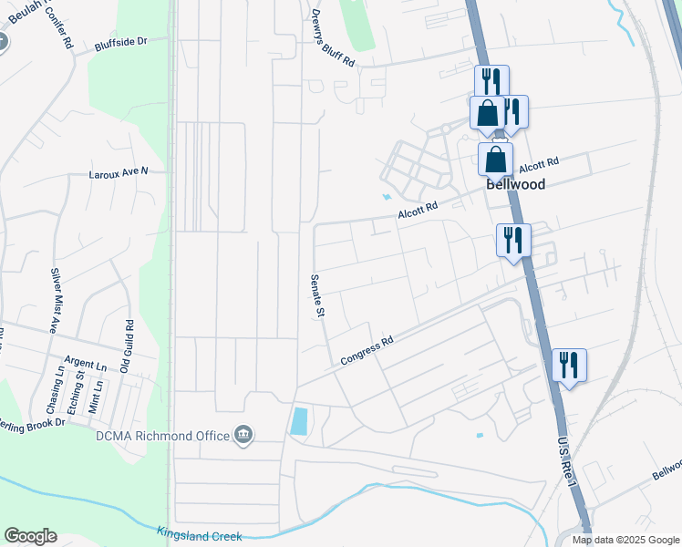 map of restaurants, bars, coffee shops, grocery stores, and more near 3017 Libwood Avenue in Richmond