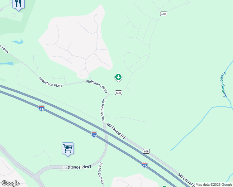 map of restaurants, bars, coffee shops, grocery stores, and more near 9241 6 Mount Zion Road in Toano