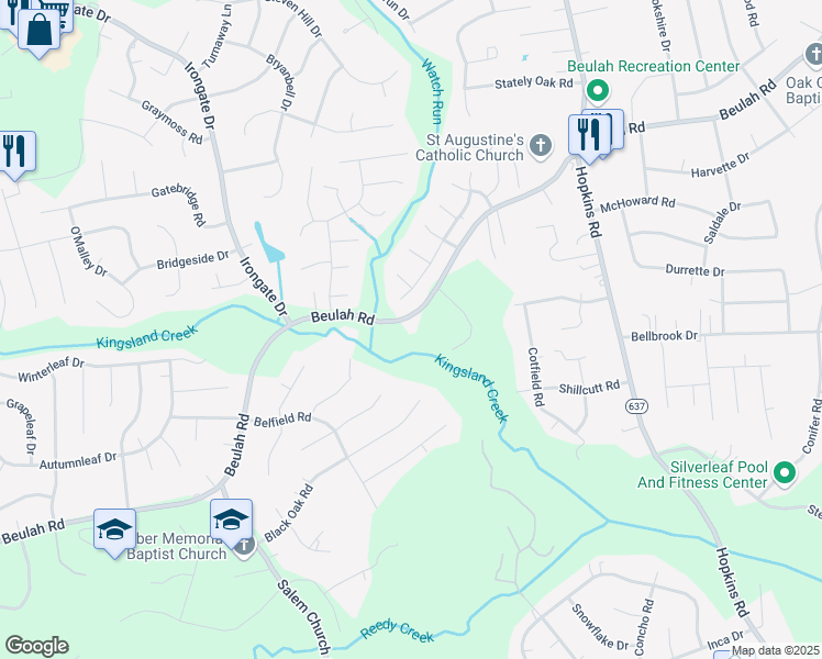 map of restaurants, bars, coffee shops, grocery stores, and more near 4701 Beulah Road in Richmond