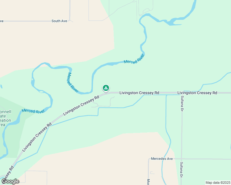 map of restaurants, bars, coffee shops, grocery stores, and more near Livingston Cressey Road in Livingston