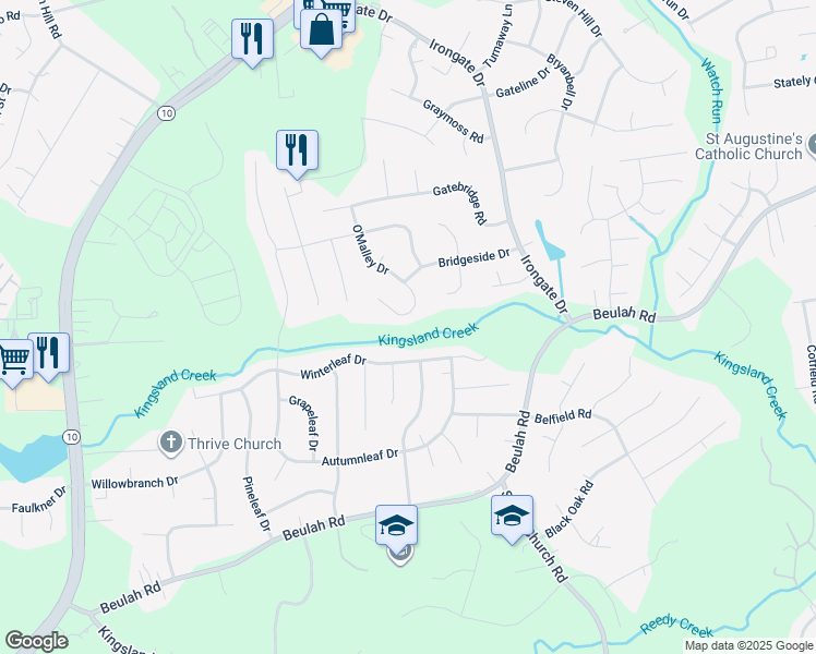 map of restaurants, bars, coffee shops, grocery stores, and more near 7133 O'Malley Drive in Richmond