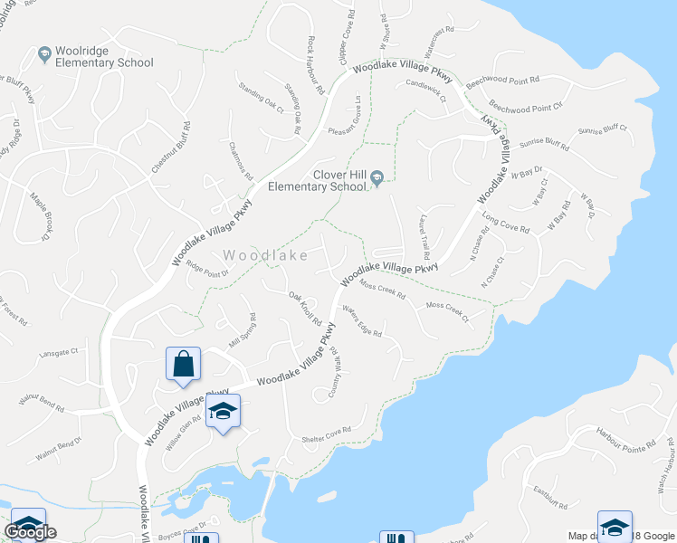 map of restaurants, bars, coffee shops, grocery stores, and more near 14315 Woods Walk Lane in Midlothian