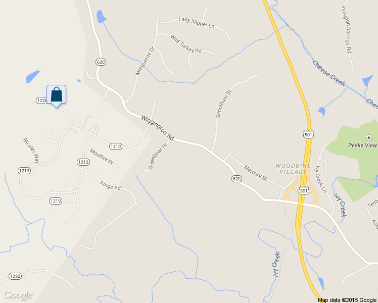 map of restaurants, bars, coffee shops, grocery stores, and more near 1111 Wiggington Road in Lynchburg