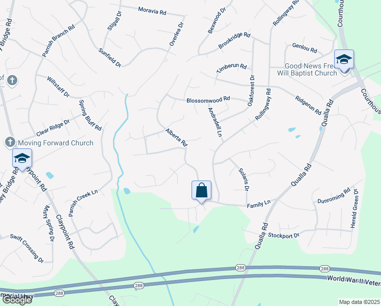 map of restaurants, bars, coffee shops, grocery stores, and more near 5211 Alberta Road in Chesterfield