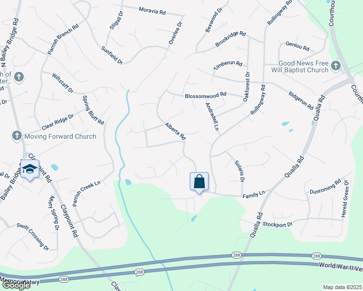 map of restaurants, bars, coffee shops, grocery stores, and more near 5211 Alberta Road in Chesterfield