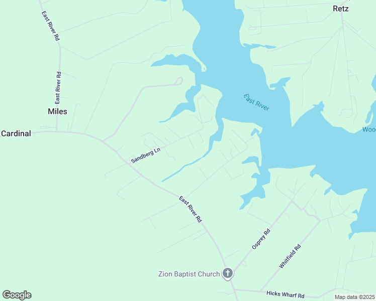 map of restaurants, bars, coffee shops, grocery stores, and more near 302 Sandberg Lane in Cardinal