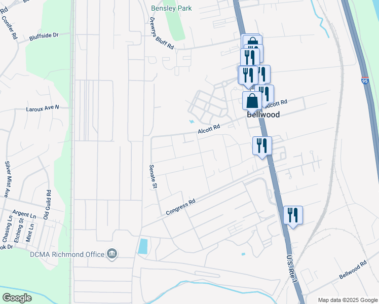 map of restaurants, bars, coffee shops, grocery stores, and more near 2916 Libwood Avenue in Richmond