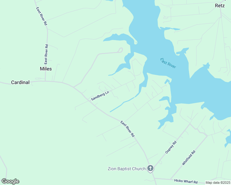 map of restaurants, bars, coffee shops, grocery stores, and more near 206 Sandberg Lane in Cardinal
