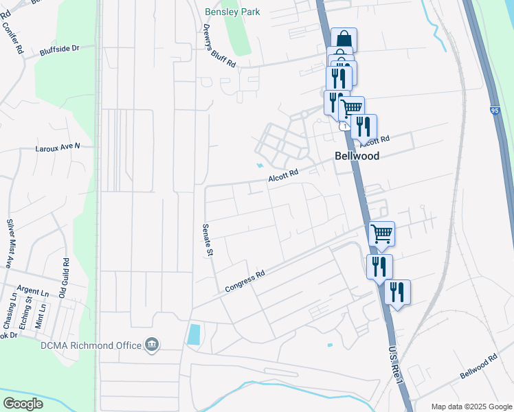 map of restaurants, bars, coffee shops, grocery stores, and more near 2916 Libwood Avenue in Richmond