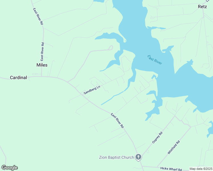 map of restaurants, bars, coffee shops, grocery stores, and more near 206 Sandberg Lane in Cardinal
