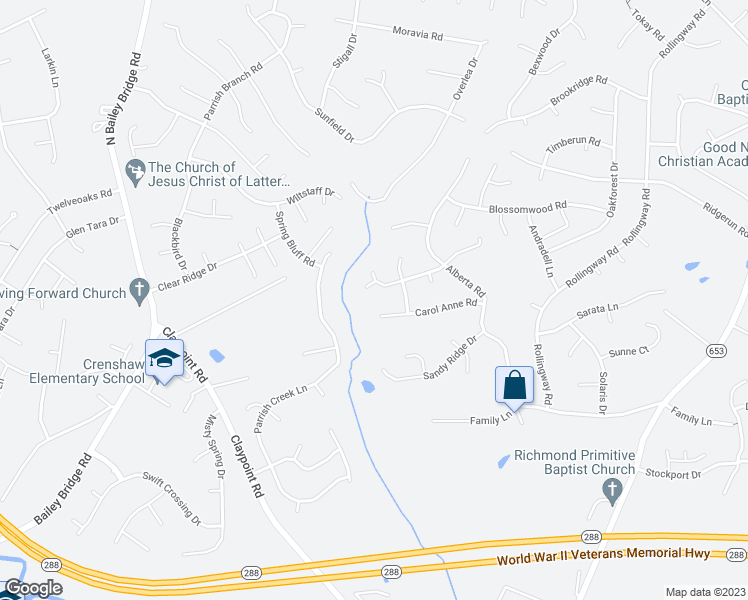map of restaurants, bars, coffee shops, grocery stores, and more near 5203 Alberta Terrace in Chesterfield