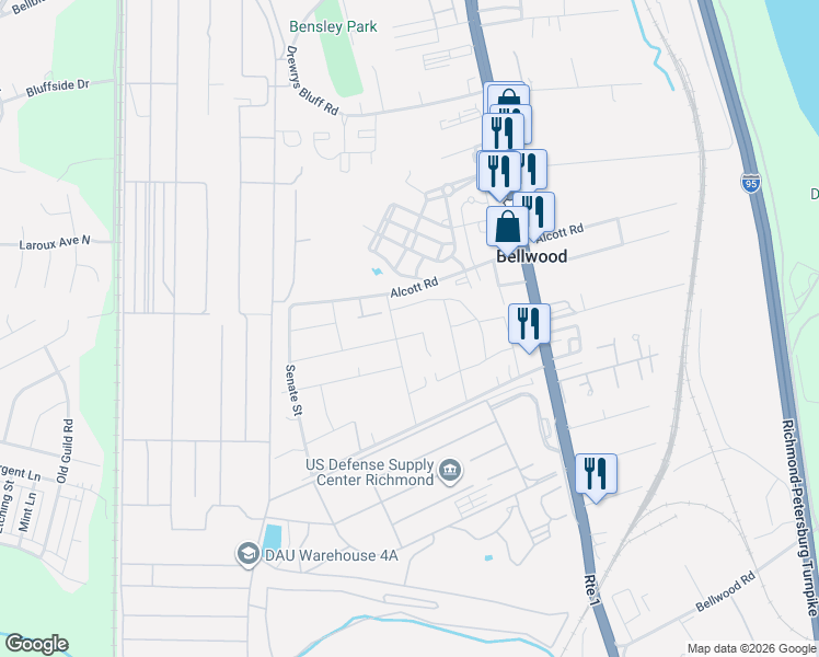 map of restaurants, bars, coffee shops, grocery stores, and more near 2823 Libwood Avenue in Richmond