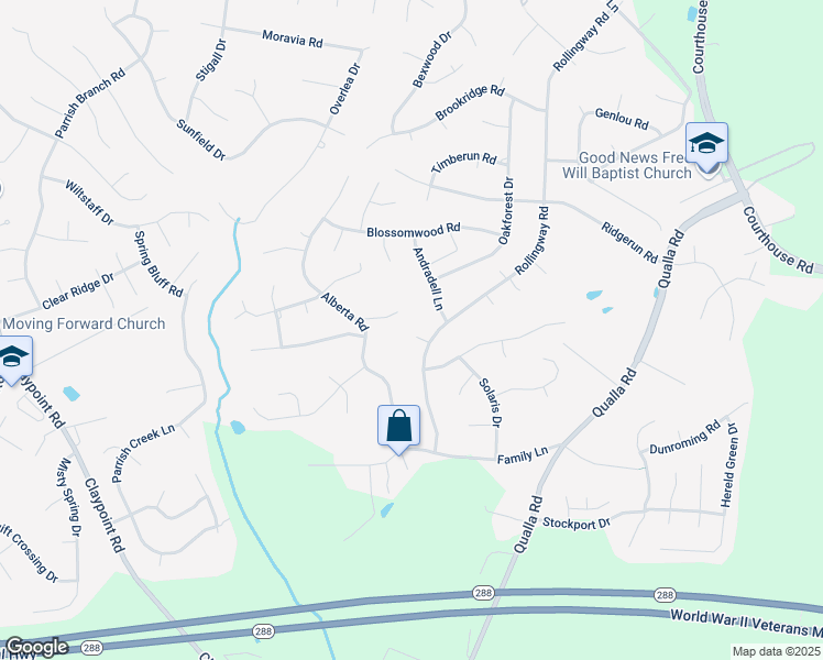 map of restaurants, bars, coffee shops, grocery stores, and more near 10804 Hollytree Court in Chesterfield