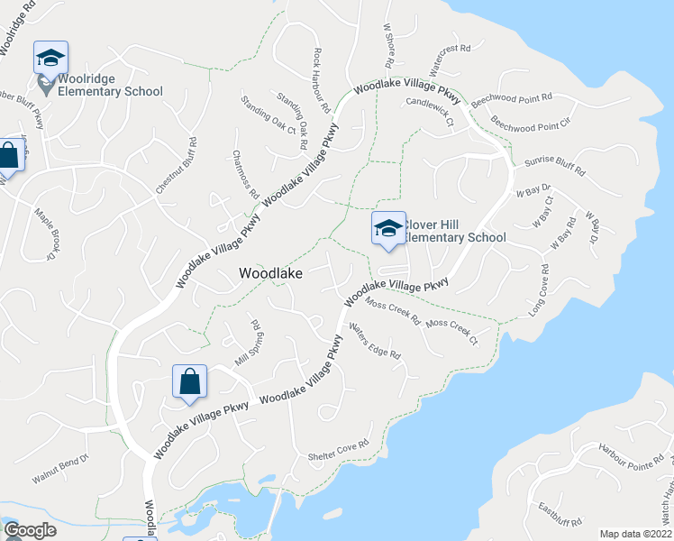 map of restaurants, bars, coffee shops, grocery stores, and more near 14315 Woods Walk Lane in Midlothian