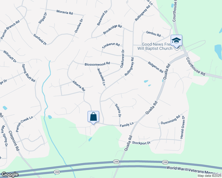 map of restaurants, bars, coffee shops, grocery stores, and more near 5247 Rollingway Road in Chesterfield