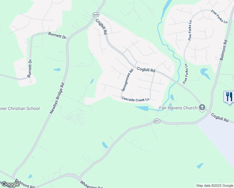 map of restaurants, bars, coffee shops, grocery stores, and more near 9506 Cascade Creek Lane in Chesterfield