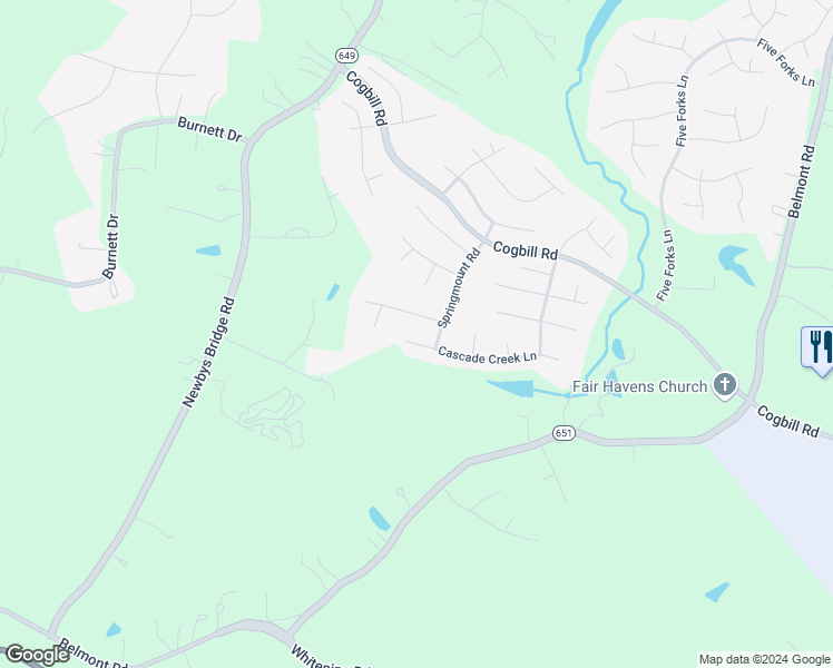 map of restaurants, bars, coffee shops, grocery stores, and more near 9512 Cascade Creek Lane in Chesterfield