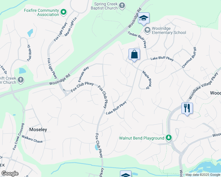 map of restaurants, bars, coffee shops, grocery stores, and more near 15211 Martin Glen Terrace in Midlothian