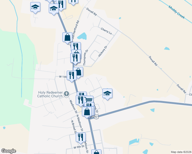map of restaurants, bars, coffee shops, grocery stores, and more near 1347 Reed Avenue in Beaver Dam