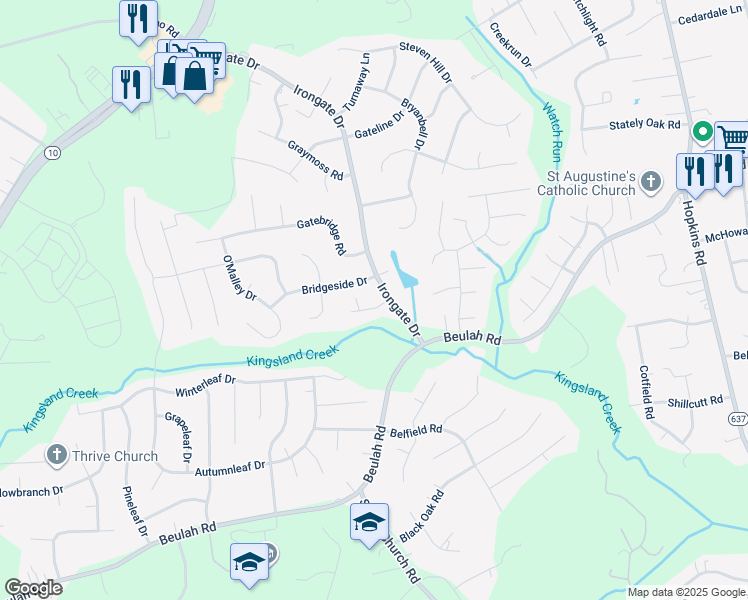 map of restaurants, bars, coffee shops, grocery stores, and more near 5006 Briaroak Road in Richmond