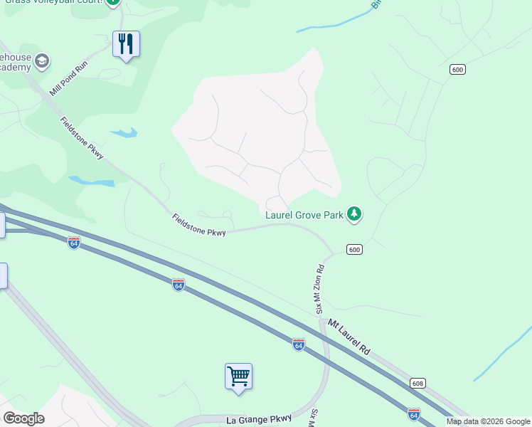 map of restaurants, bars, coffee shops, grocery stores, and more near 3224 Lytham Court in Toano