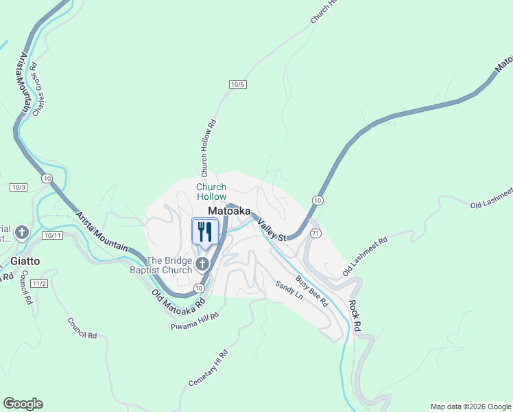 map of restaurants, bars, coffee shops, grocery stores, and more near 121 Carter Hill Street in Matoaka