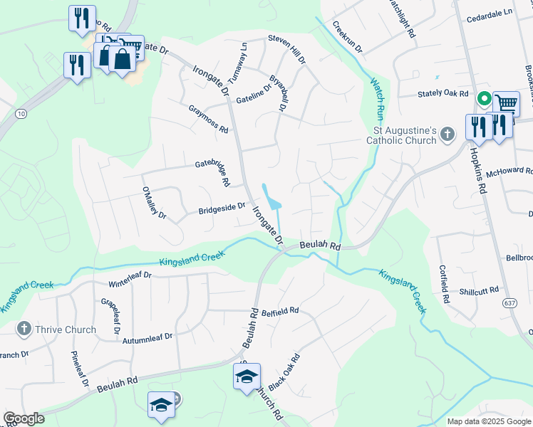 map of restaurants, bars, coffee shops, grocery stores, and more near 7113 Irongate Drive in Richmond