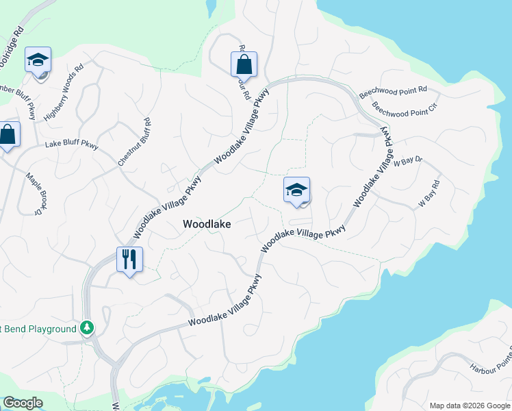 map of restaurants, bars, coffee shops, grocery stores, and more near 5605 Woods Walk Road in Midlothian