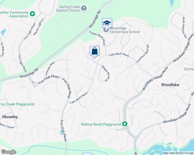 map of restaurants, bars, coffee shops, grocery stores, and more near 5710 Maple Brook Drive in Midlothian